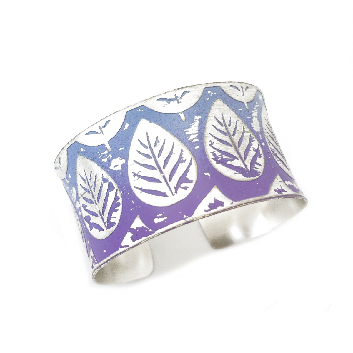 Handcrafted Purple & Blue Leaf Patina Bracelet