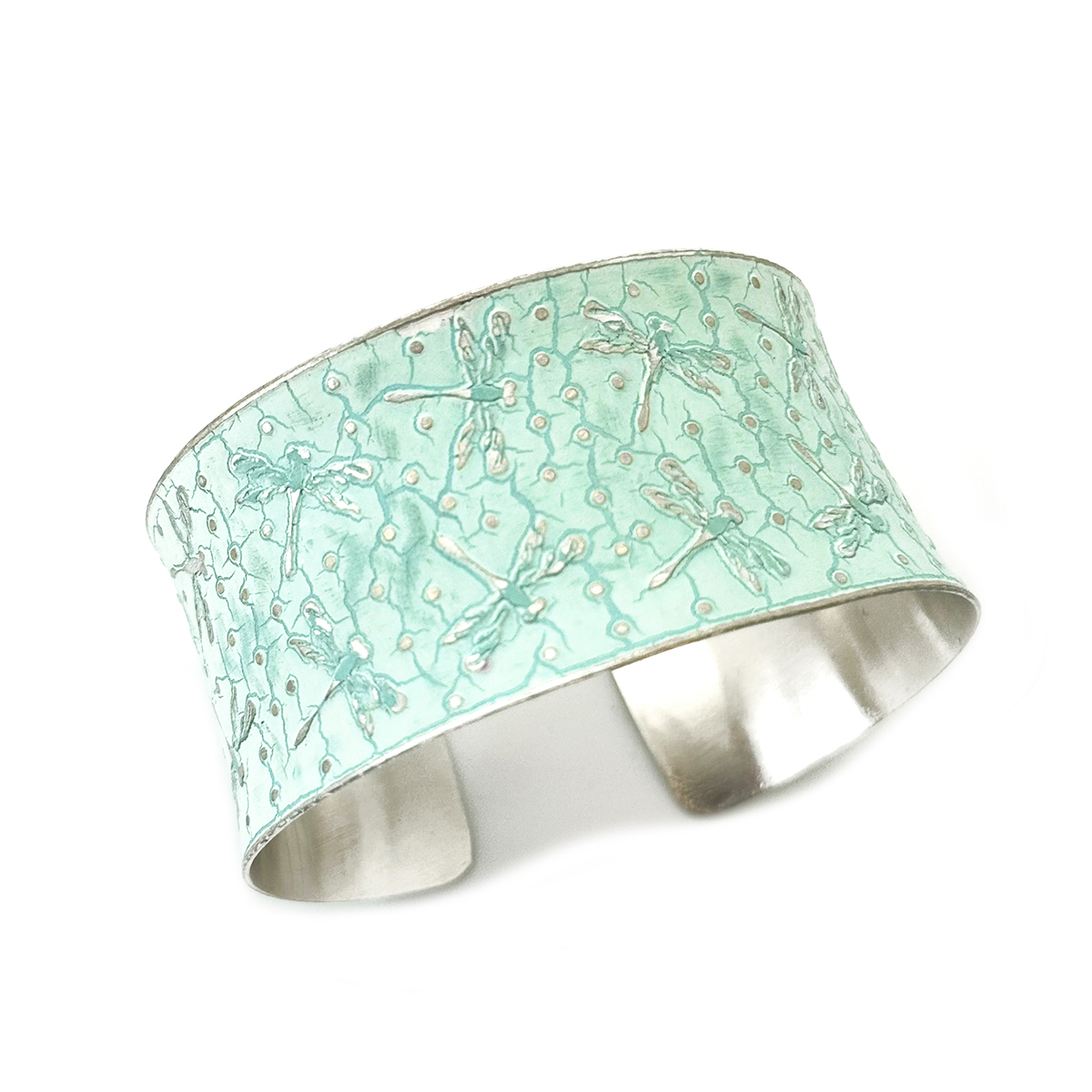 Handcrafted Mint Green Dragonfly Patina Bracelet