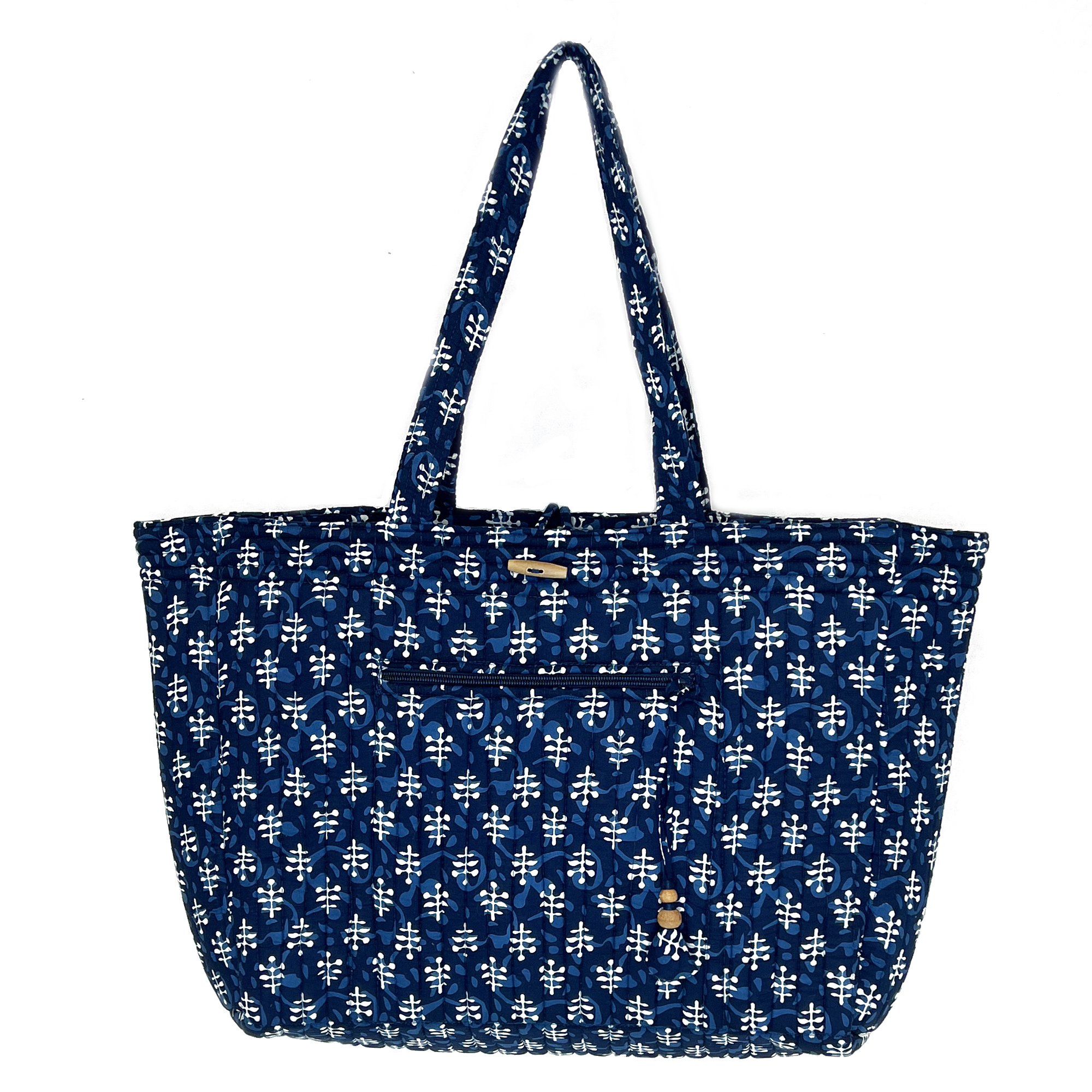 Indigo Palms Block Printed Market Tote