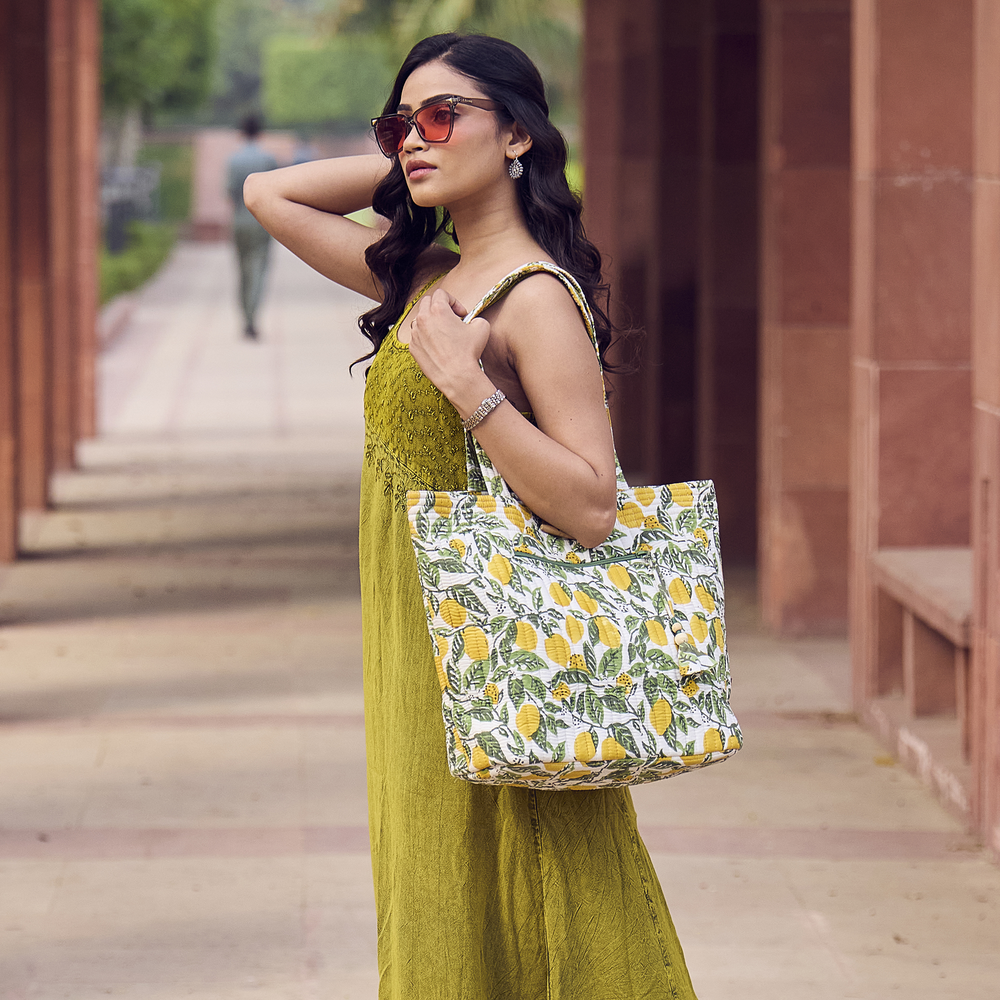 Lemon Grove Block Printed Shopper Tote - Image 3