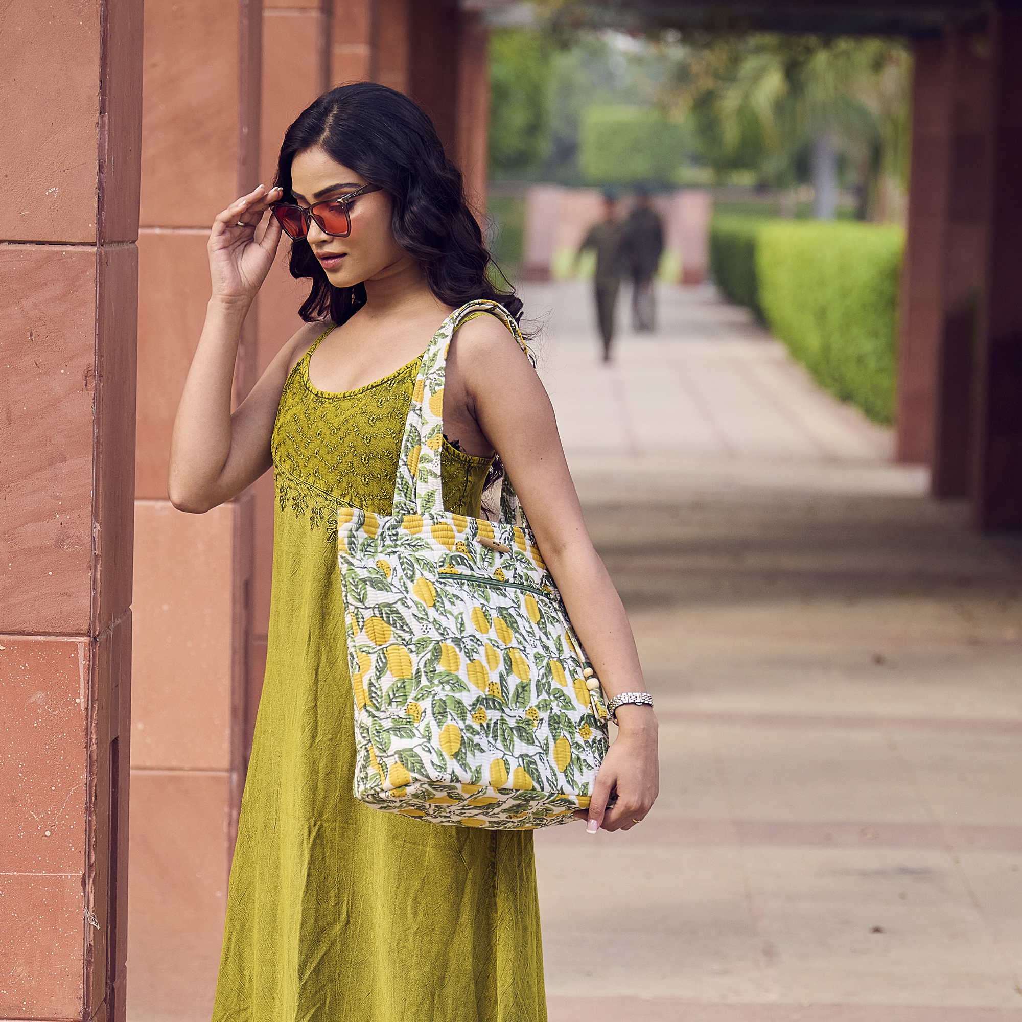 Lemon Grove Block Printed Shopper Tote