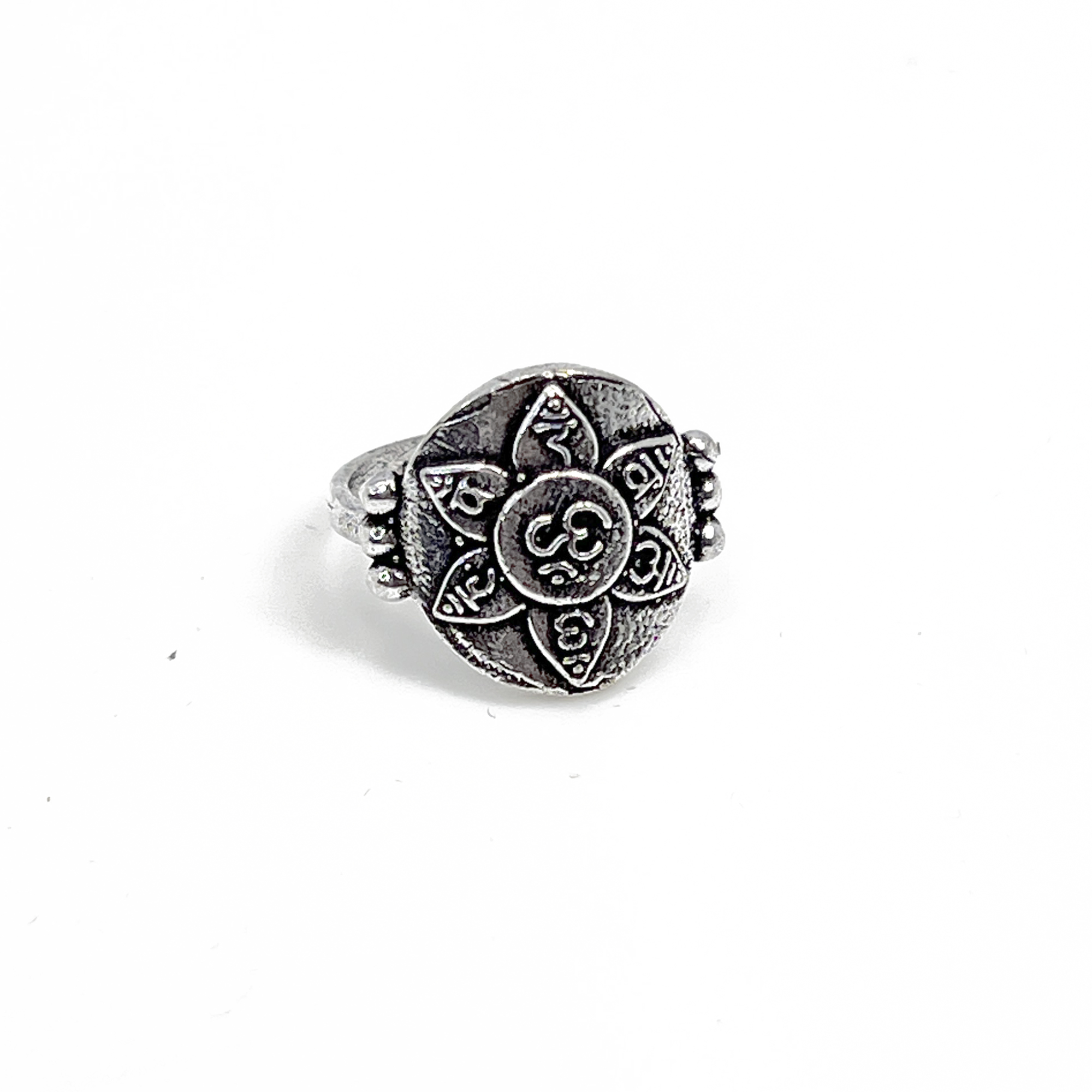 Handcrafted Silver Plated Brass Om Ring