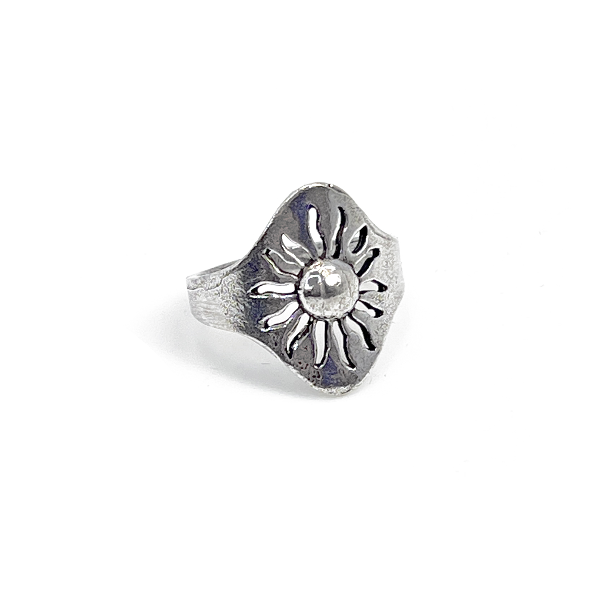 Handcrafted Silver Plated Brass Sunburst Ring