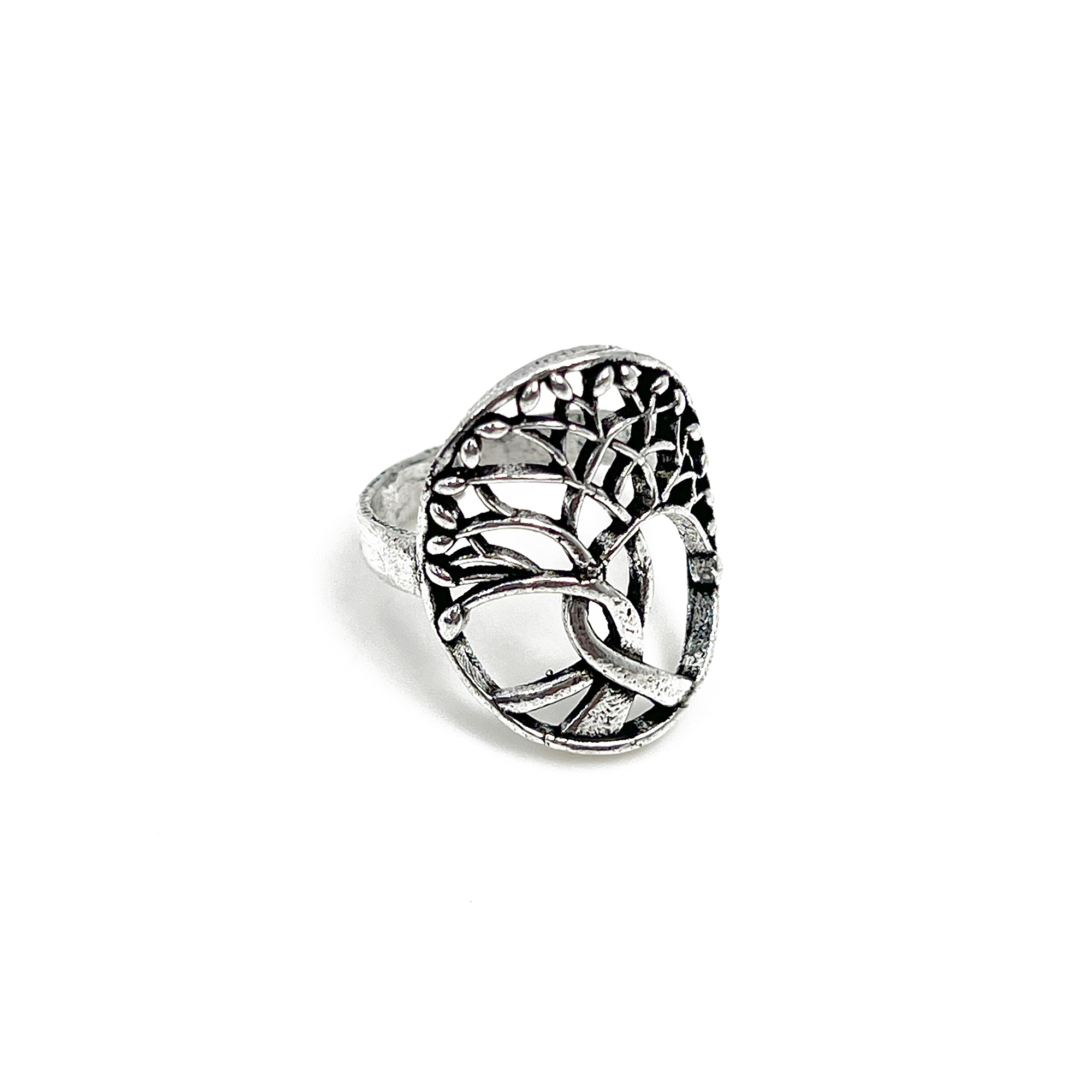 Handcrafted Silver Plated Brass Tree of Life Ring