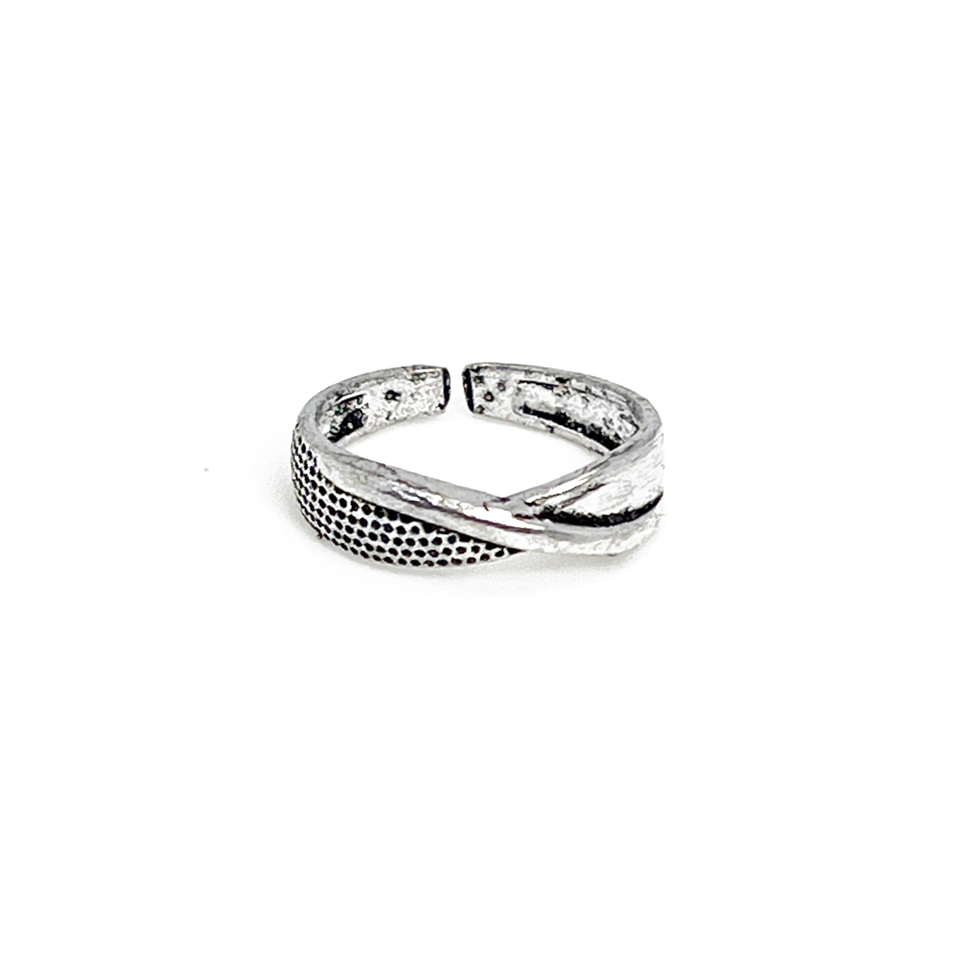 Handcrafted Silver Plated Brass Twist Band Ring