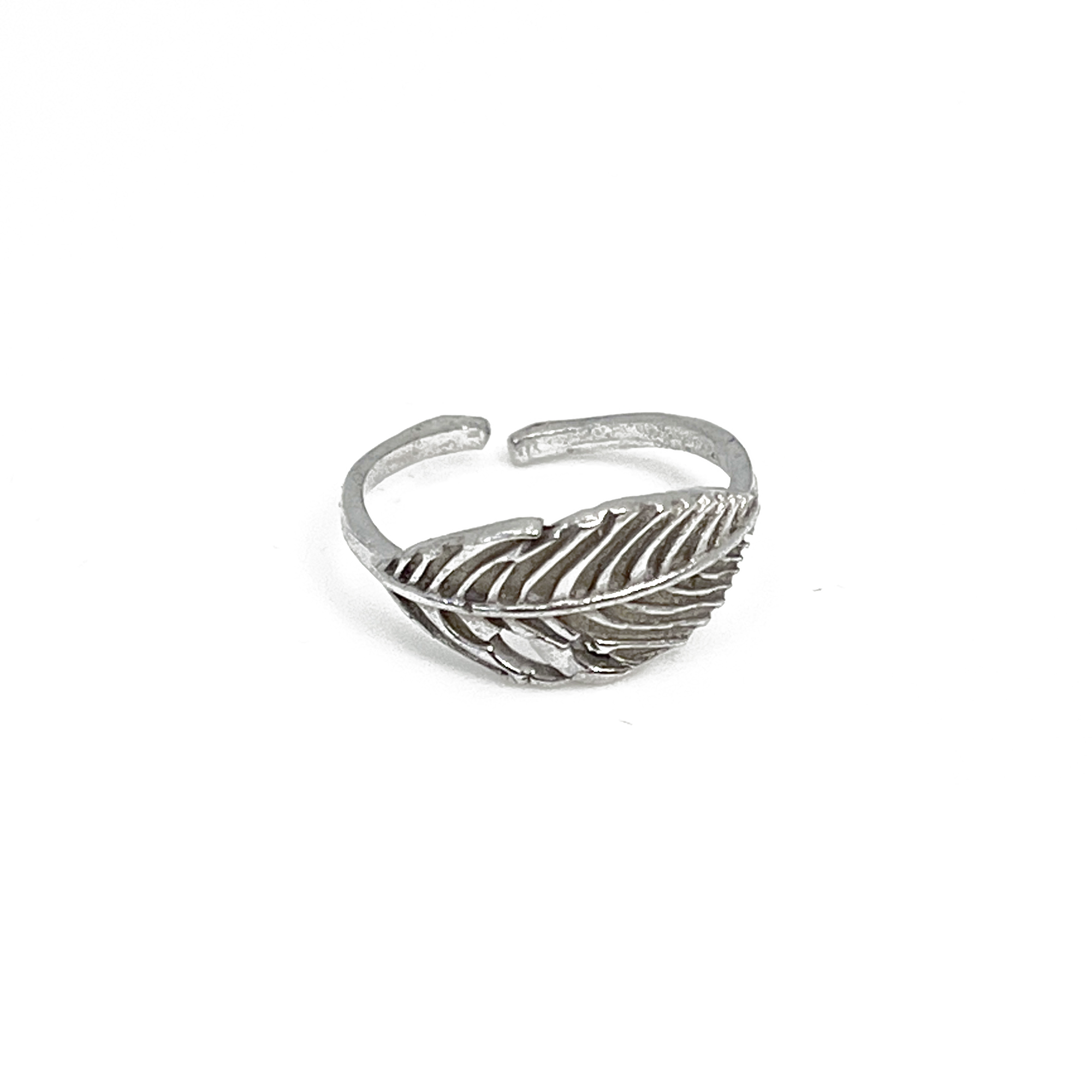 Handcrafted Silver Plated Brass Feather Ring
