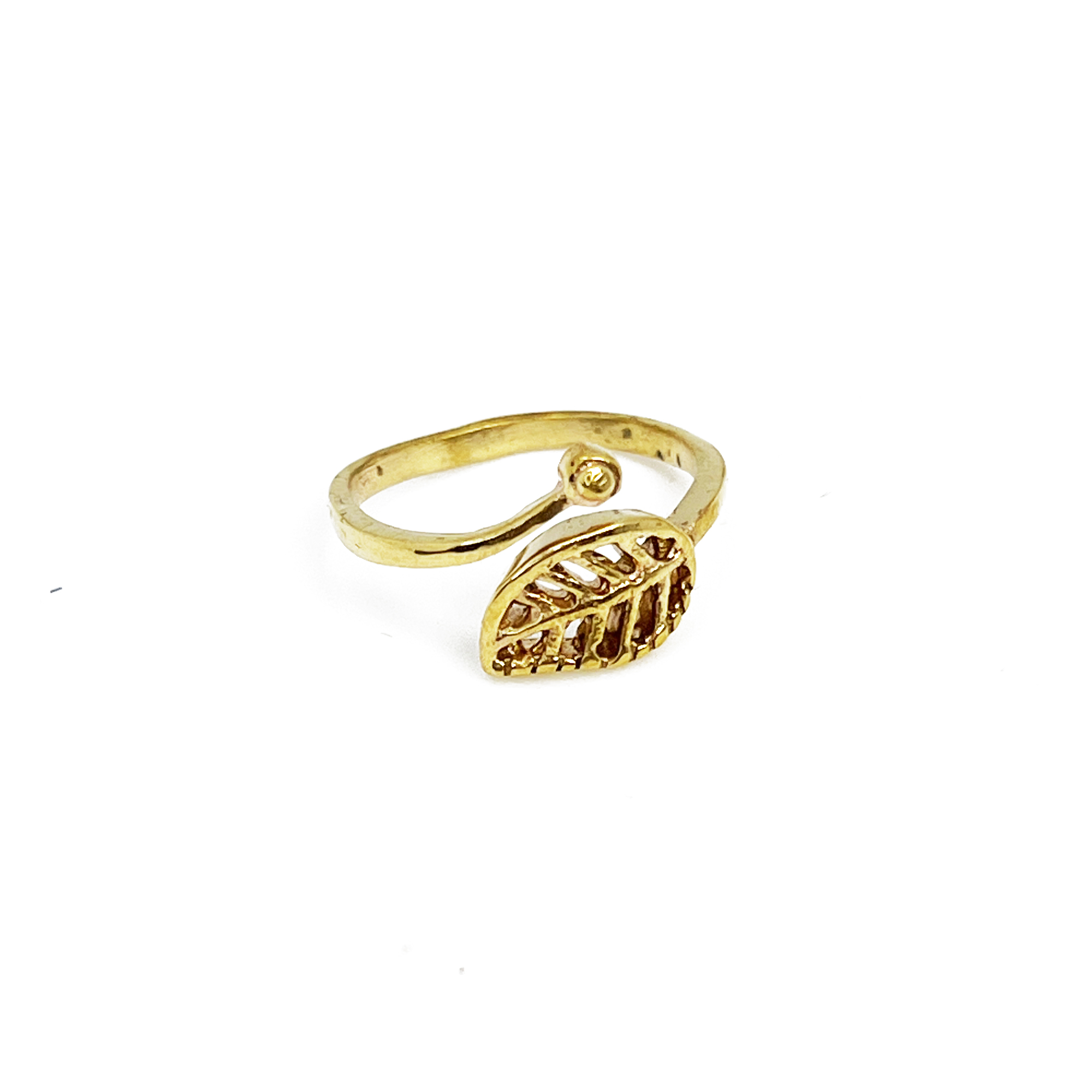 Handcrafted Gold Plated Brass Leaf Bypass Ring