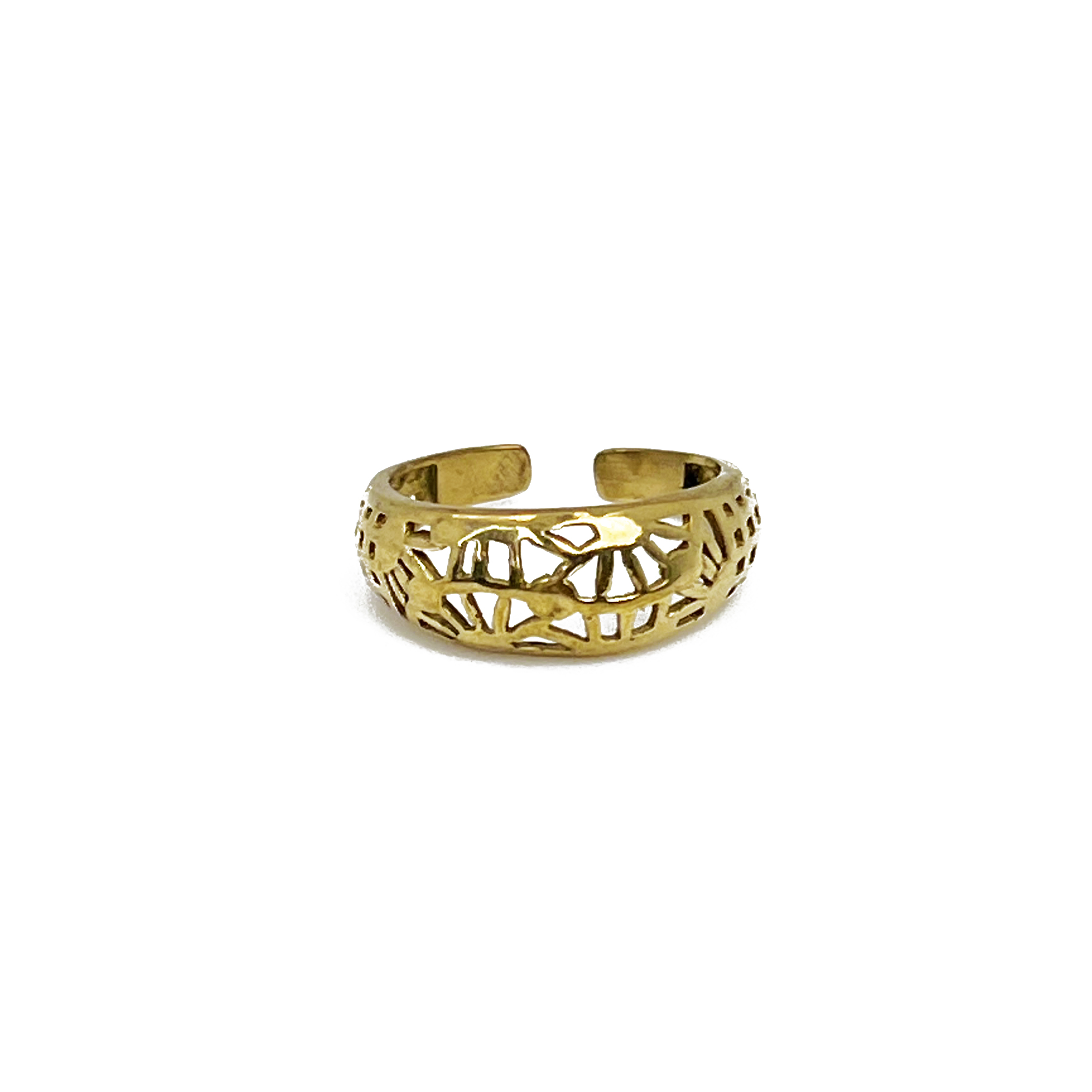 Handcrafted Gold Plated Brass Geo Mosaic Ring